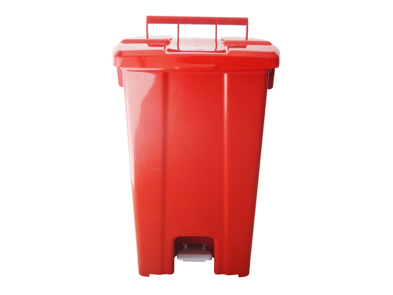 Cesto Plástico Quadrado c_ Pedal, Aro Interno e Rodas 100l 